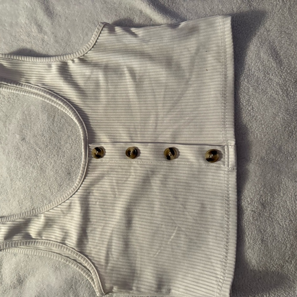 ROMWE Ivory Ribbed Knit Top